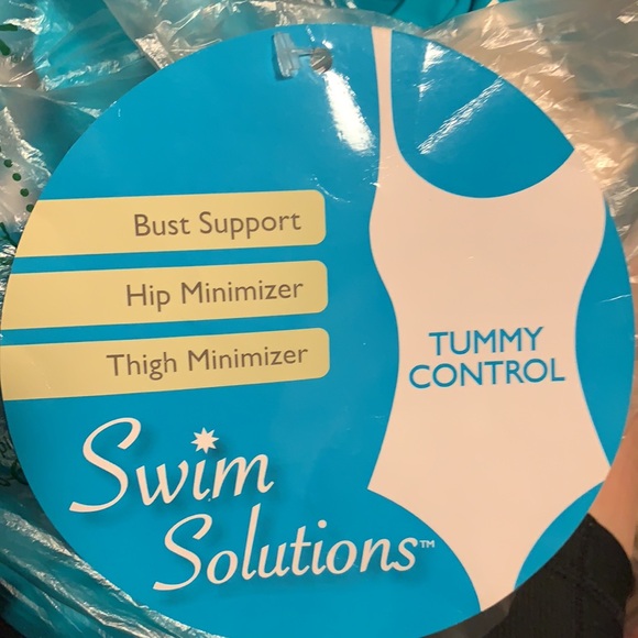 SWIM SOLUTIONS NO TUMMY / TUMMY CONTROL SWIMSUIT dress BATHING SUIT TURQUOISE - Picture 14 of 14